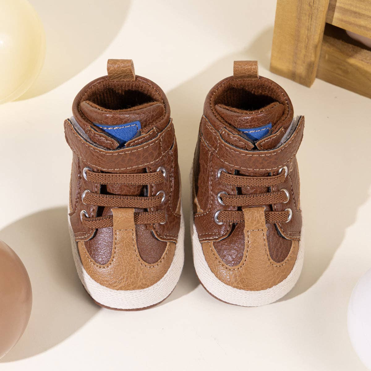 Kids Charm Online - Wholesale Lifestyle Sneakers - Baby - 3 Tone apricot pleather baby shoes. CG51726