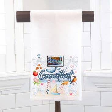 Coquette Connecticut State, Flour Sack Tea Towel - Preppy Gift for wholesale by Moman Sales, Inc.