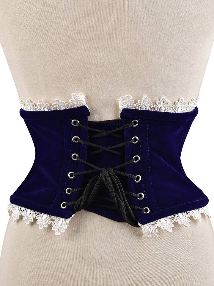 NAVY BLUE Steel-Boned Women’s Velvet Corset – Waist Cincher for wholesale on Faire3