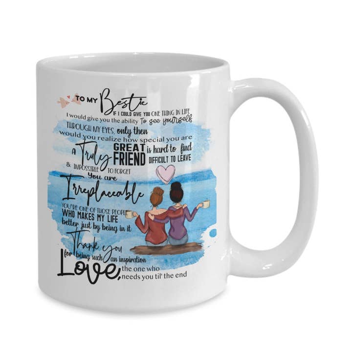 White To My Best Friend - Friendship Gift Mug 1 Black Bob 1 Brown for wholesale on Faire3
