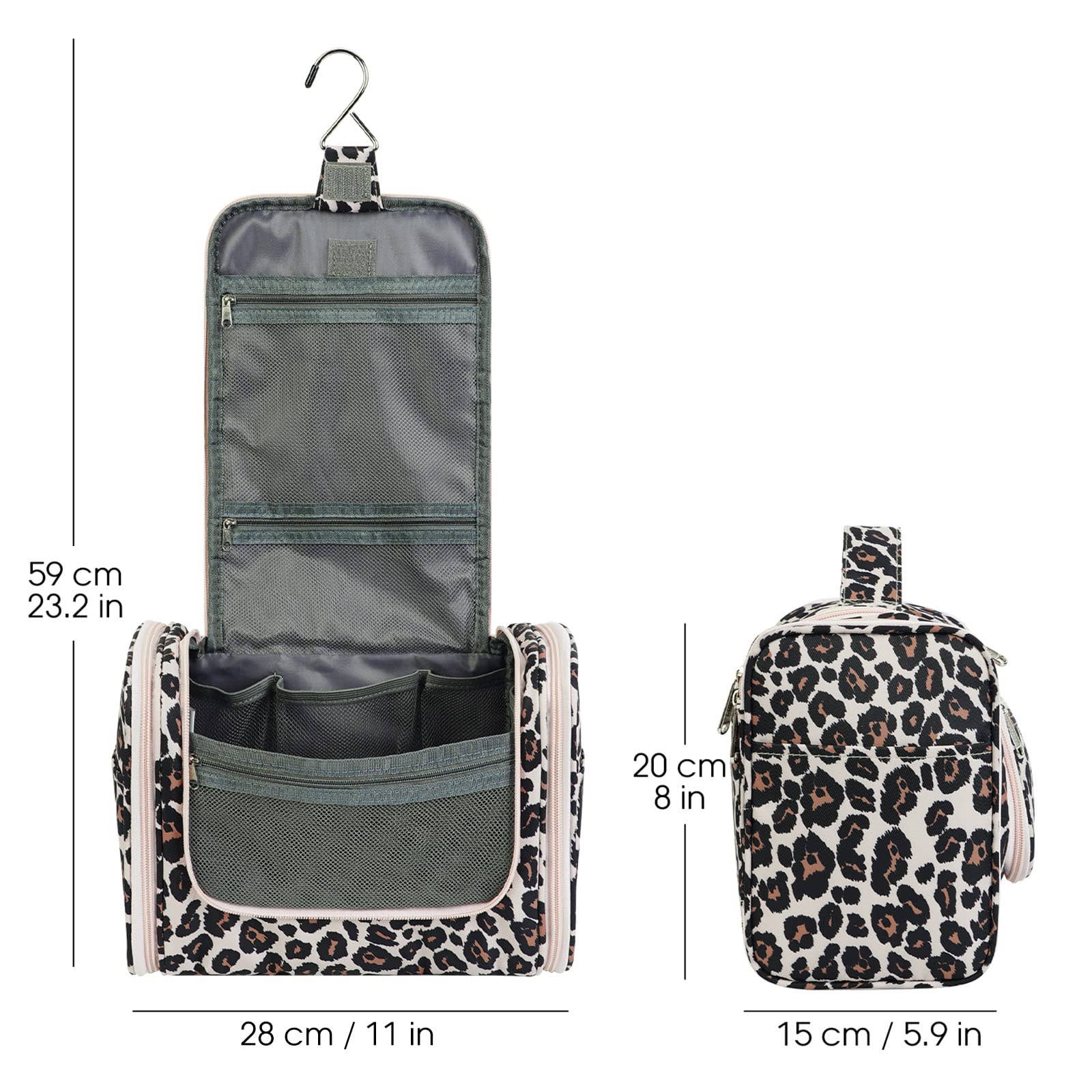 wandf – Bolsa de higiene pessoal - Mulher por atacado – wandf Bolsa de Viagem Suspensa para Higiene e Maquiagem com Estampa Animal Print15