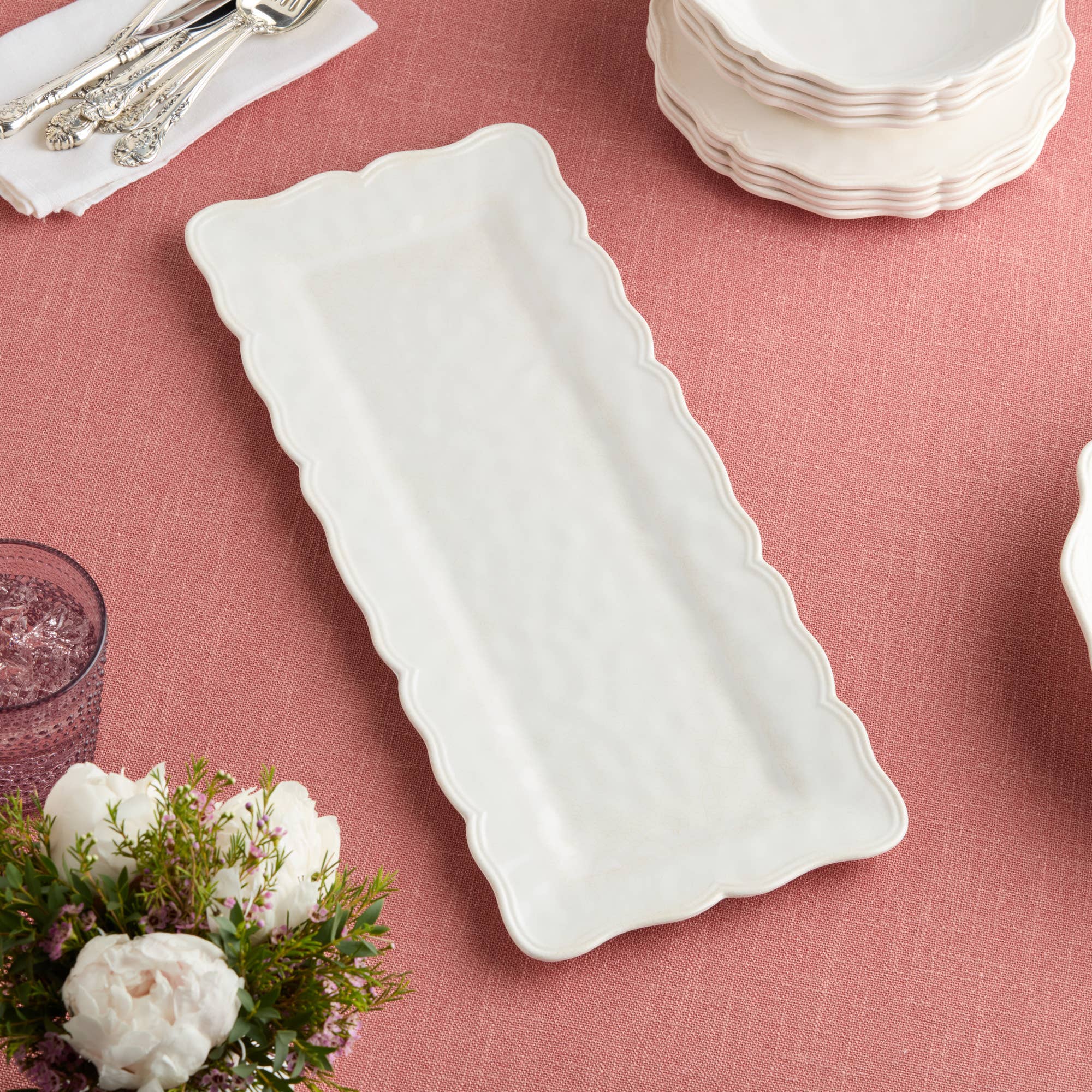 Certified International - Wholesale Platter - Isabella Cream Melamine  Rectangular Platter 19" x 8"4