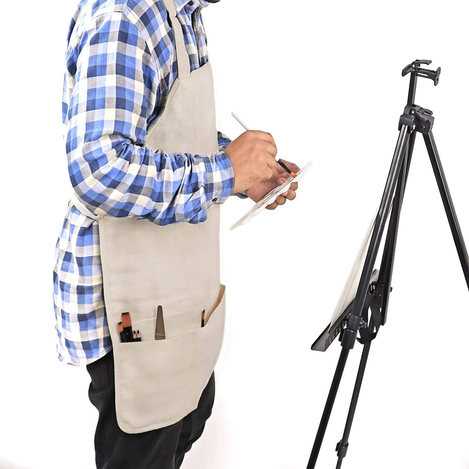Liquidraw – wholesale Förkläde – Liquidraw konstförkläde vuxen för män kvinnor stort bibb canvas tvättbart förkläde för målning, kök, matlagning, kock, konstnär, målare, skola & barn penselhållare3