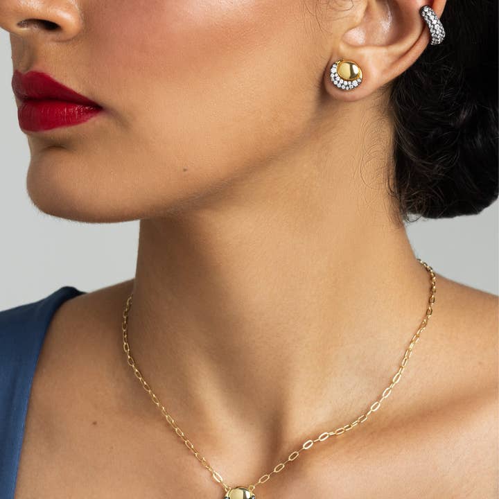 Josefina Jewels - Wholesale Pendant/Charm Necklace - Pave & Gold Short Necklace1