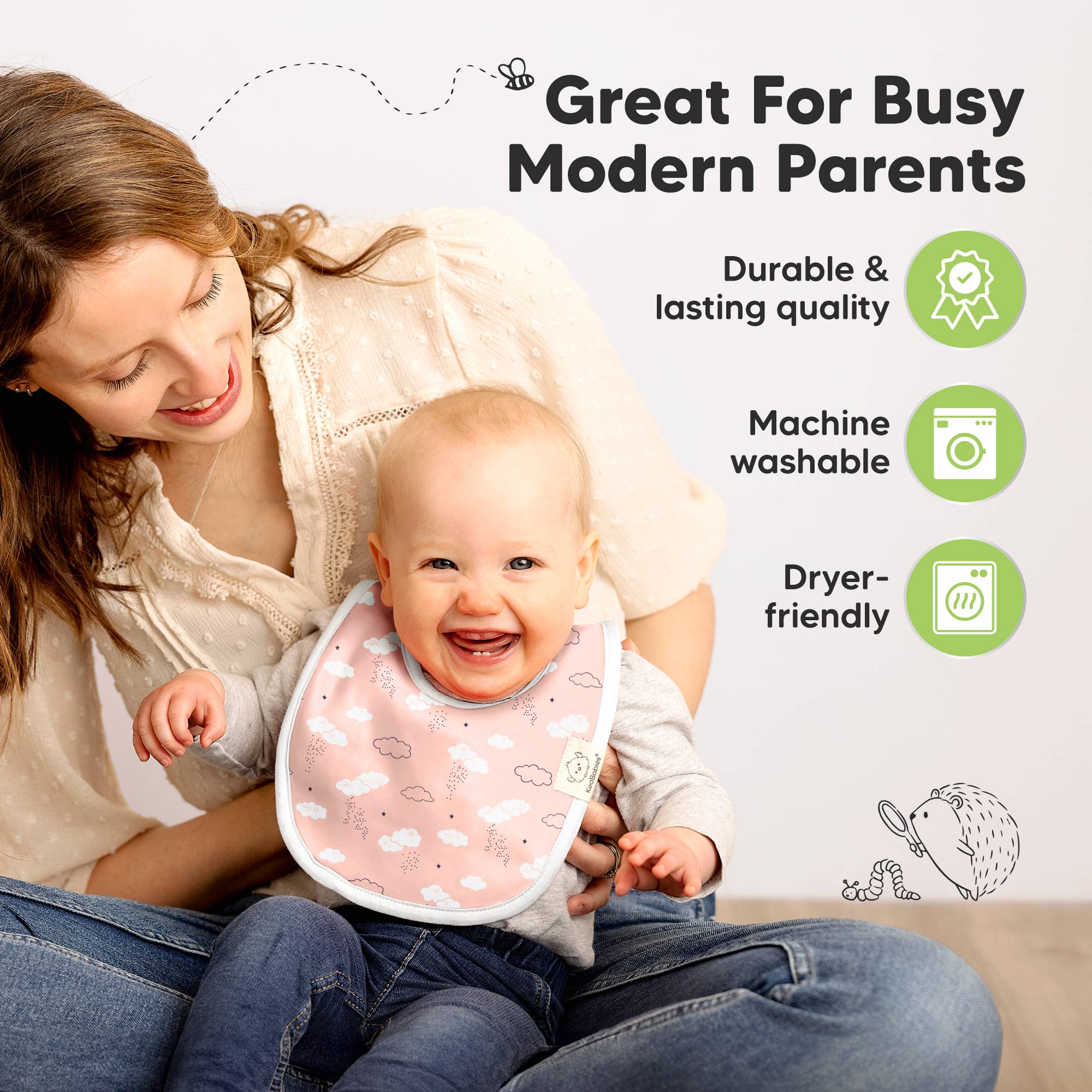 Sweet Charm 8-pack Urban Drool Bibs for Teething Baby Boys and Girls for wholesale on Faire7