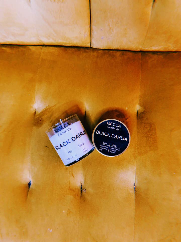 Black Dahlia Soy Candle for wholesale by MECCA CANDLE CO.