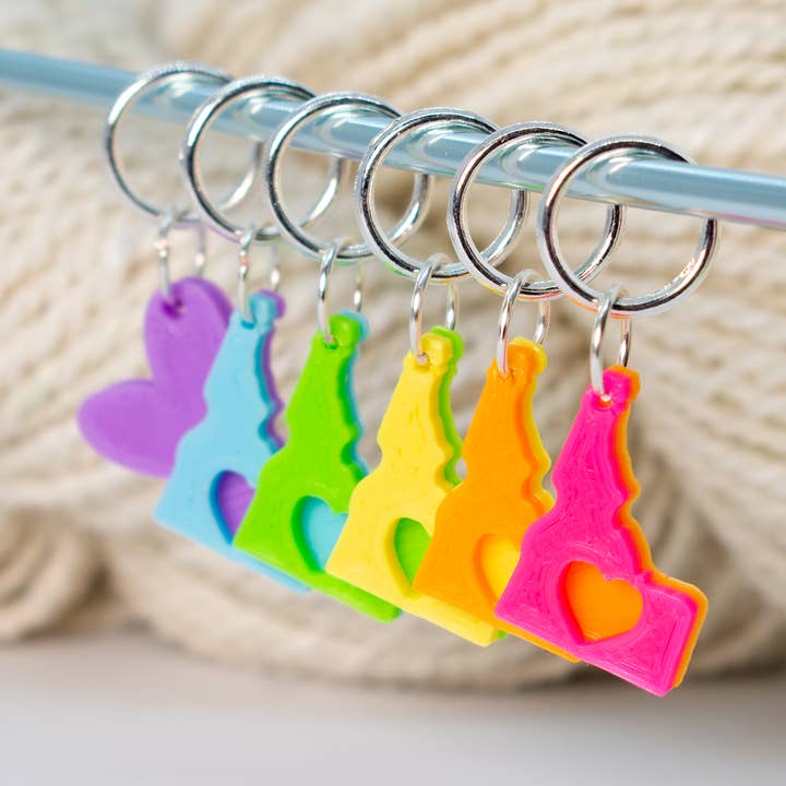 Marqueurs de mailles Gem State Love Idaho pour la vente par Blue Bird Makery