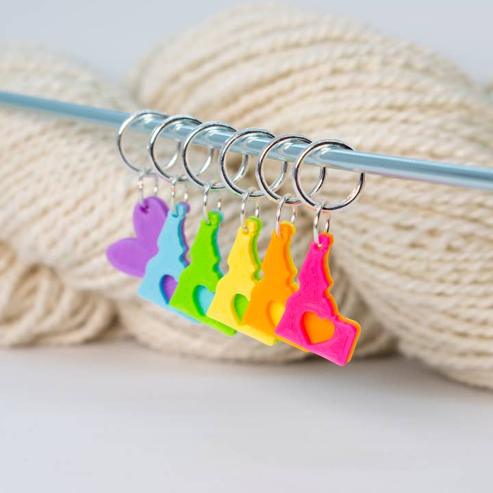 Marqueurs de mailles Gem State Love Idaho pour la vente par Blue Bird Makery