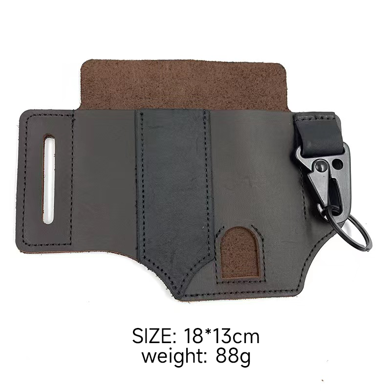 VIGOR – Navalha e suporte por atacado – Bolsa tática de couro para faca EDC com compartimento para lanterna7