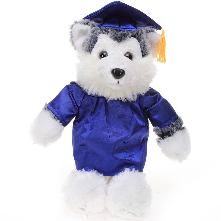 Plushland - Wholesale Stuffed/Plush Toy - Kids & Baby - 11″ Personalized Graduation Husky Plush in Custom Cap & Gown4