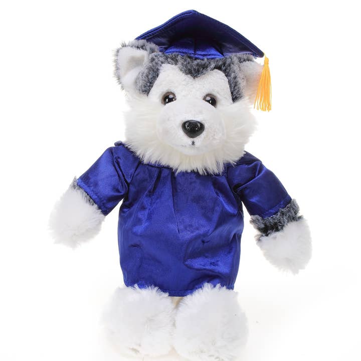 Plushland - Wholesale Stuffed/Plush Toy - Kids & Baby - Graduation Animals--Husky 11" with custom imprint4
