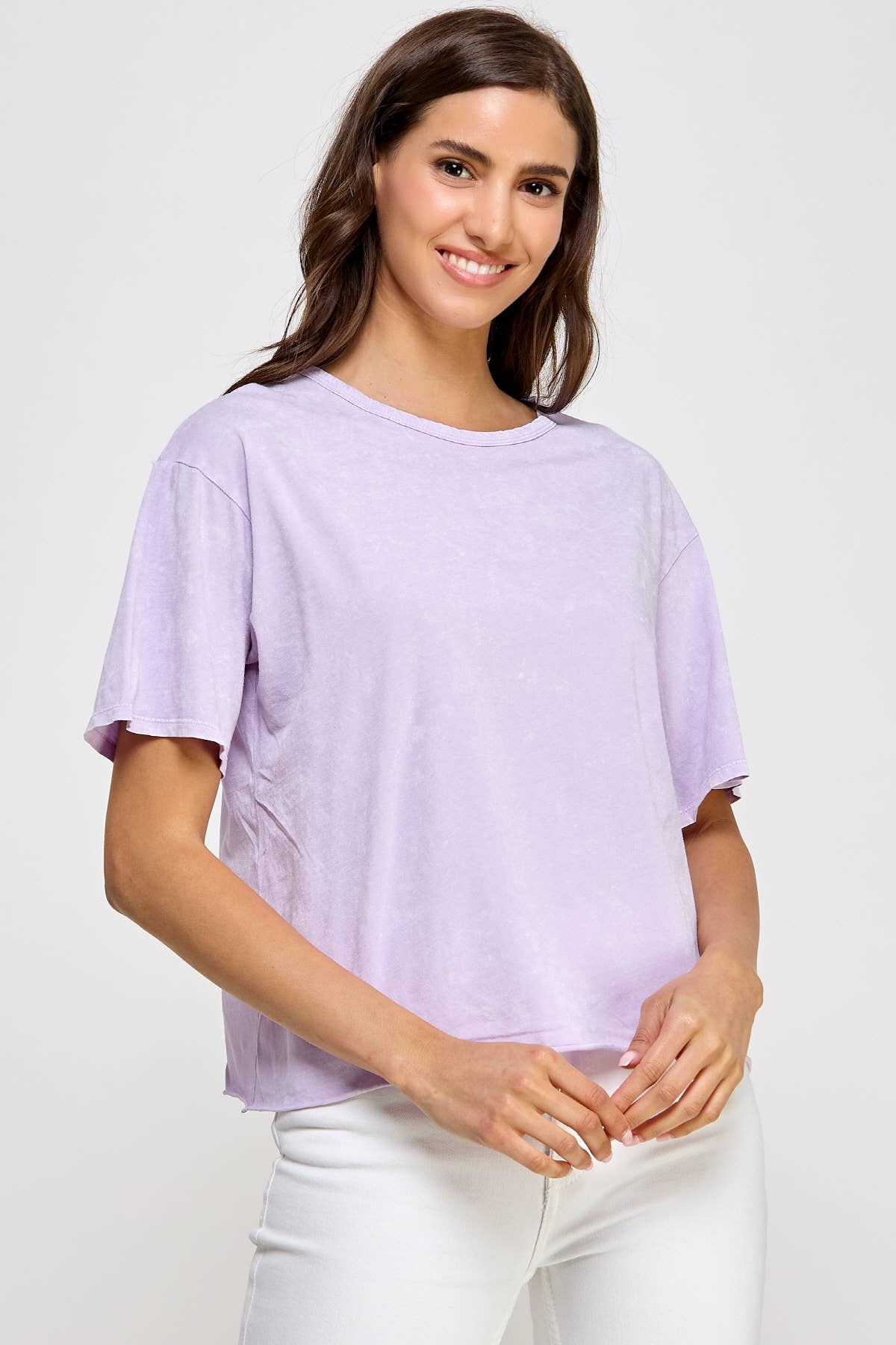 Honestee - Wholesale T-Shirt (Graphic) - Women's - Blank Mineral Washed Long Cropped T-Shirt4