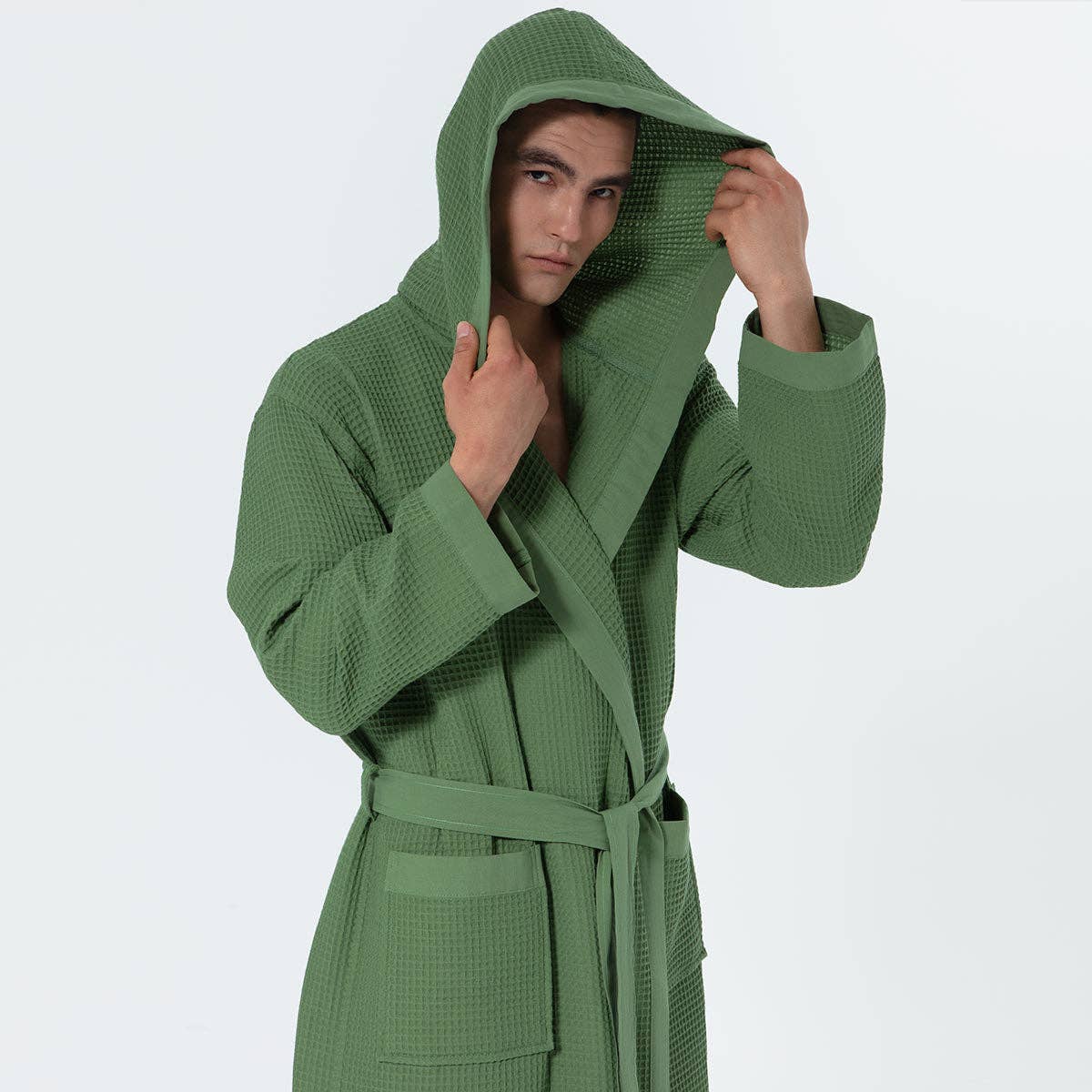 SEYANTE - Wholesale Robe - Men's - Men's Hooded Turkish Cotton Waffle Robe7
