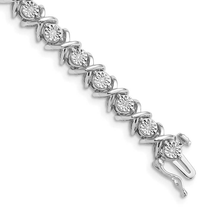 Genuine Diamond 'X' Silver Bracelet for wholesale by Fine Diamond