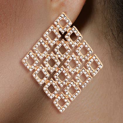 Gold Filigree Diamond Rhinestone Studs for wholesale by PinktownUSA