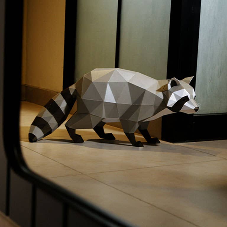 PAPERCRAFT WORLD – Kit de artesanato DIY por atacado – Raccoon Modelo 3D PaperCraft Origami6