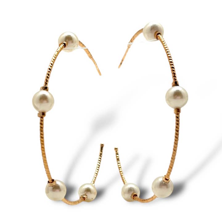 Shiver + Duke – Brincos de argola por atacado – Aros de pérola com fio0