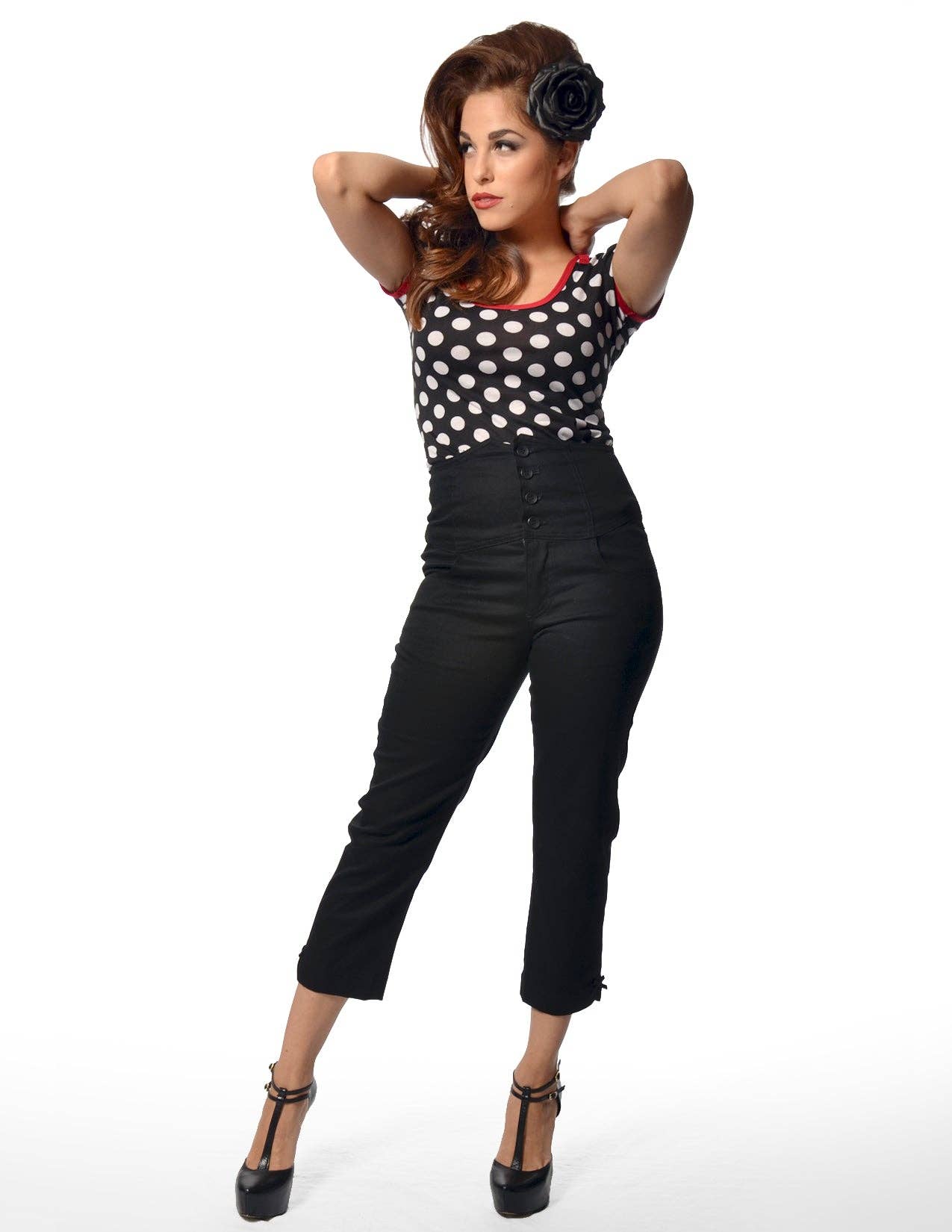 Steady Clothing - Wholesale T-Shirt - Women's - Robyn Top in Black/White/Red1