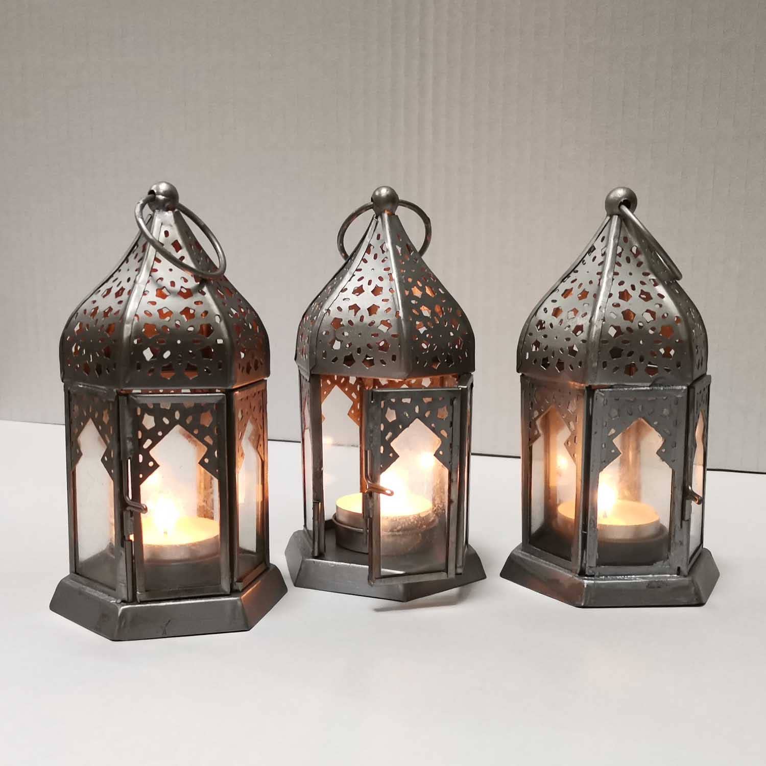 Casa Moro - Wholesale Lantern - Oriental glass lanterns Nael silver set of 3 B-ware |2