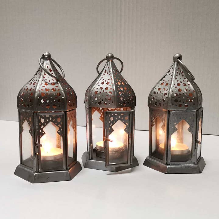 Casa Moro - Wholesale Lantern - Oriental glass lanterns Nael silver set of 3 B-ware |2