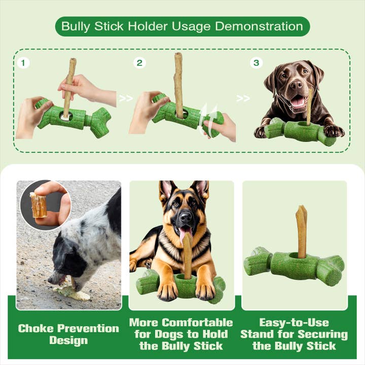 Green KADTC DOG DURABLE BULLY STICK HOLDER (XXL) for wholesale on Faire4