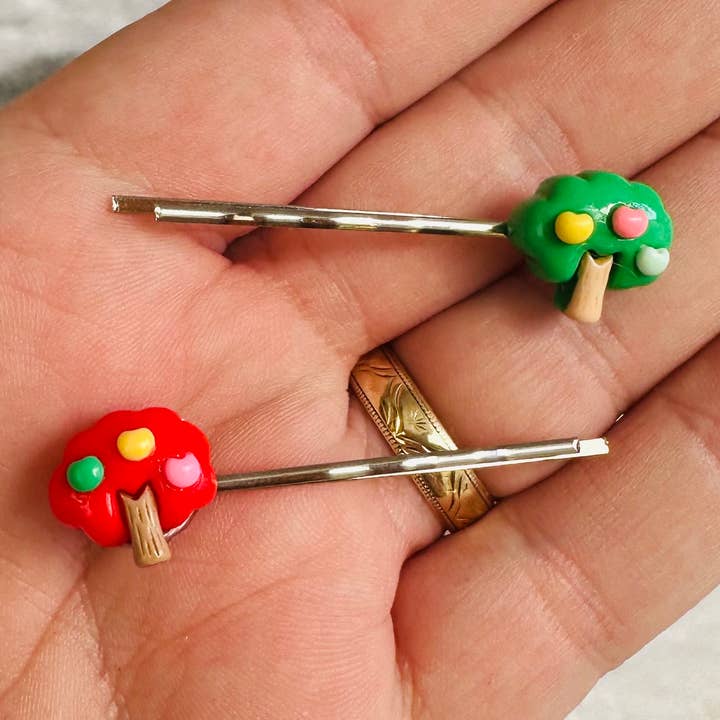 Tree Hair Grips pair of resin hairclips for wholesale by Jewells