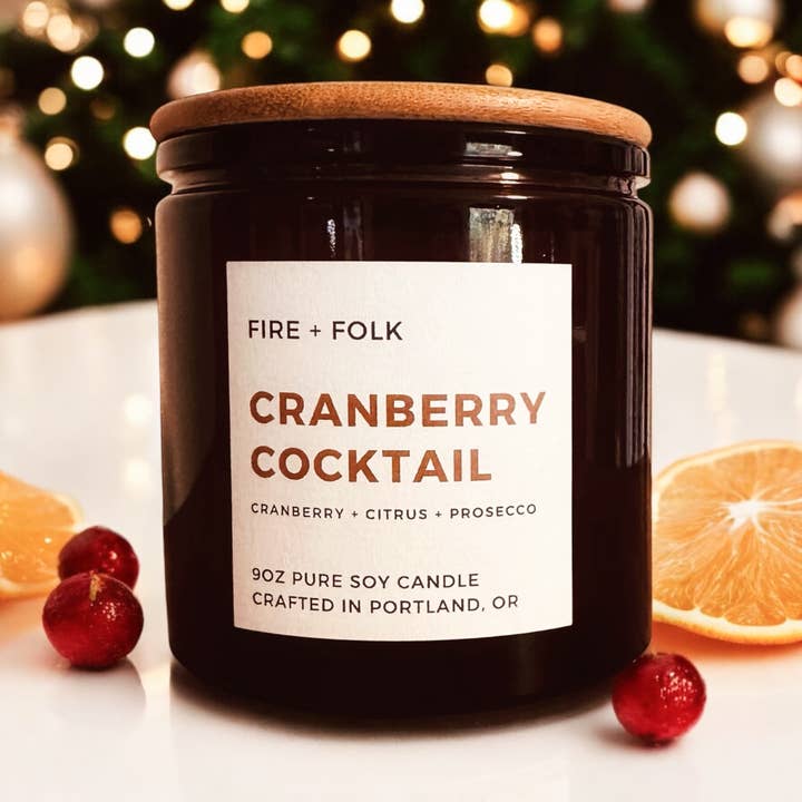 FIRE + FOLK - Wholesale Jar/Filled Candle - Cranberry Cocktail | 9oz Wood Wick Soy Candle1