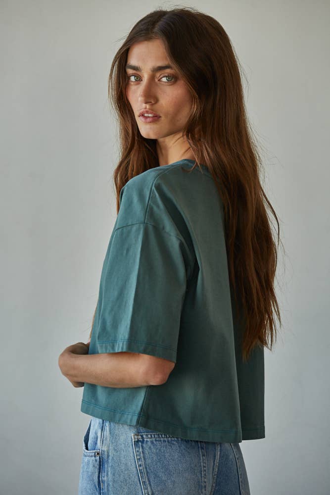 By Together - Wholesale Knit Top - Women's - L8688 | Knit Cotton Crew Neck Drop Shoulder Short Sleeve Top7