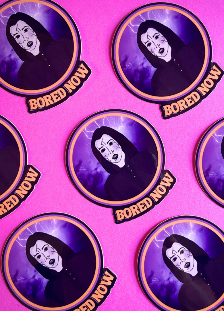 Haunted Fembot - Wholesale Sticker - Dark Willow "Bored Now" Water Bottle Sticker5