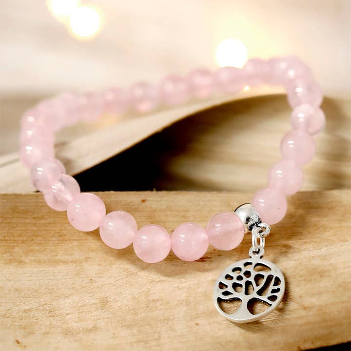 Tree of Life 6mm Rose Quartz Bracelet for wholesale by Ethike.eu