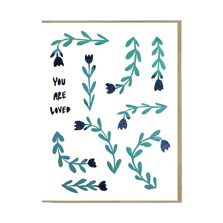 YOU ARE LOVED FLORAL ENCOURAGEMENT FRIENDSHIP GREETING CARD for wholesale by Ever Pollen Print Shop