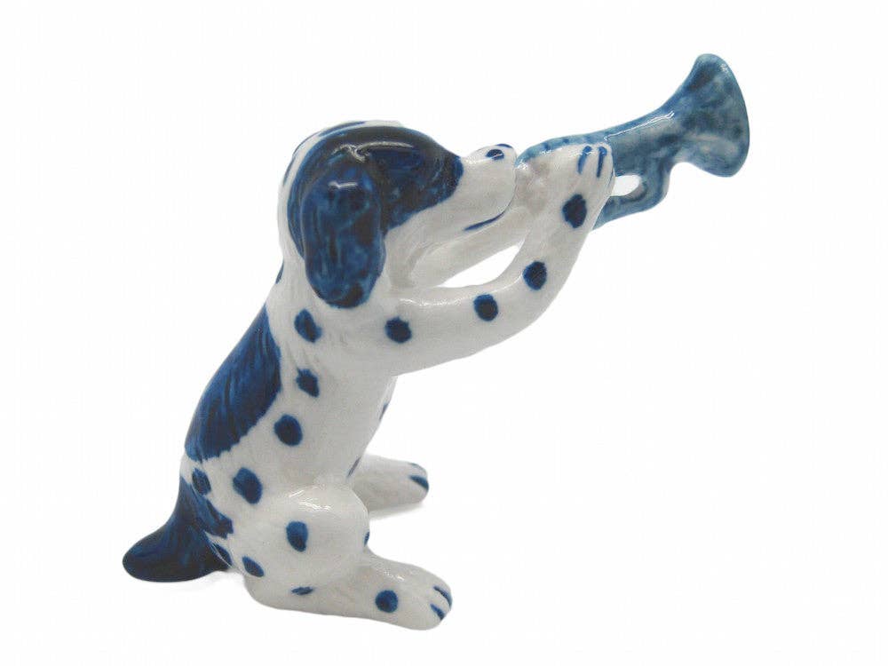 European Heritage Gifts - Wholesale Decorative Figurine - Miniature Musical  Dog With Trumpet Delft Blue0