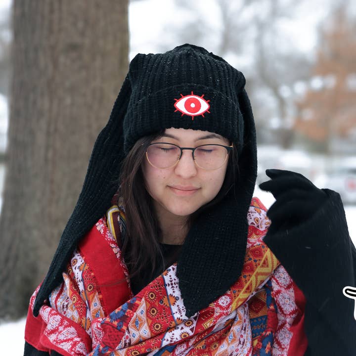 Triclops Rabbit - Wholesale Beanie - Unisex - Banny Beanie - Black Rabbit Ear Hat4