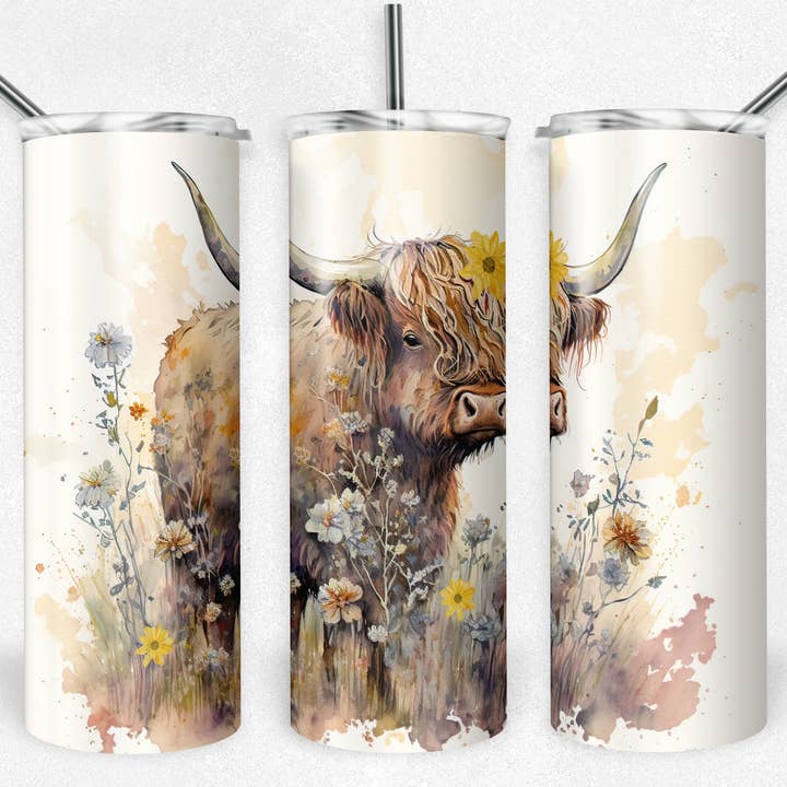 Watercolor Floral Highland Tumbler for wholesale by Beautiful Creations by Laney