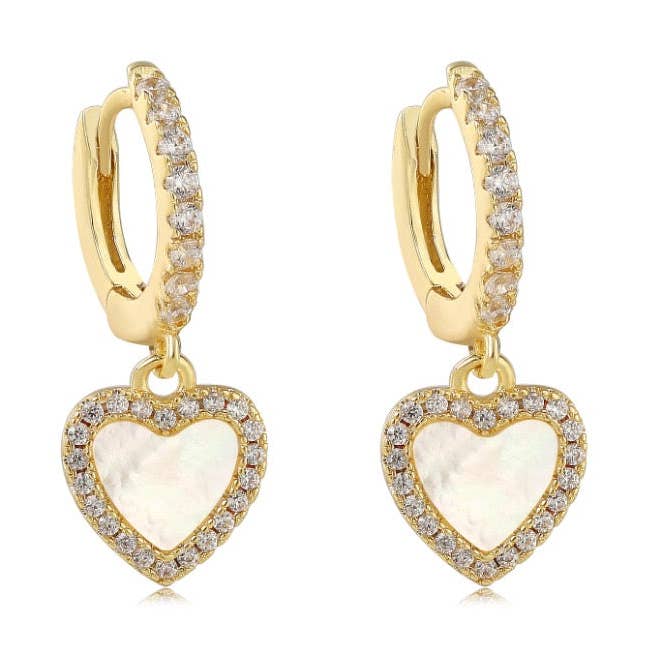 Gold Bejeweled Mother of Pearl Kids Huggie Back for wholesale by The Tiny Gem