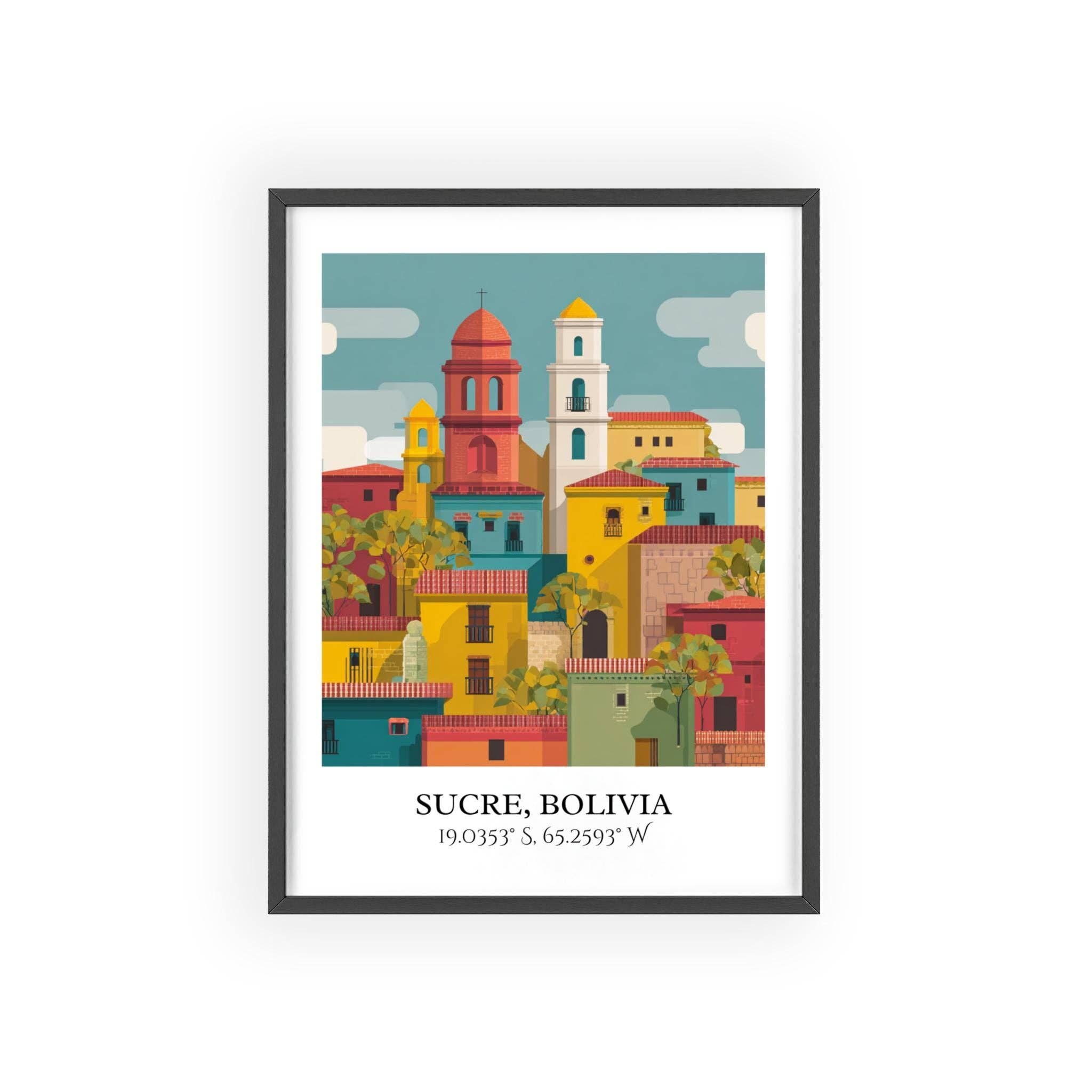 Premium Travel Art - Wholesale Art Print - Sucre Bolivia Art, Sucre Retro Travel Art, Sucre Home Decor, Sucre Bolivia Gift, Bolivia Travel Art, Travel Prints, Housewarming Gift6