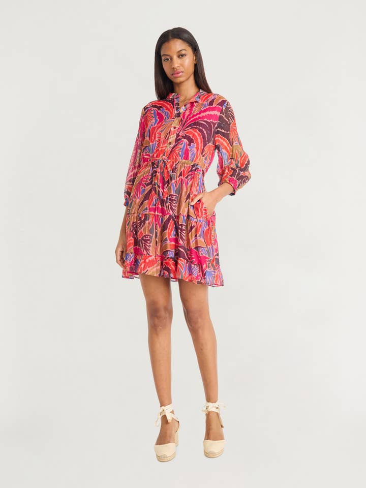 TIERED MINI SHIRT DRESS for wholesale by Maggy London Group