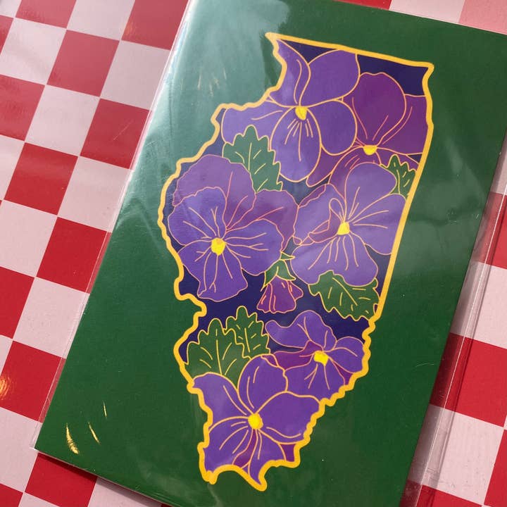Lil Boat Boutique – Postal por atacado – Illinois Violet 4x6" Impressão postal State Flower Art
