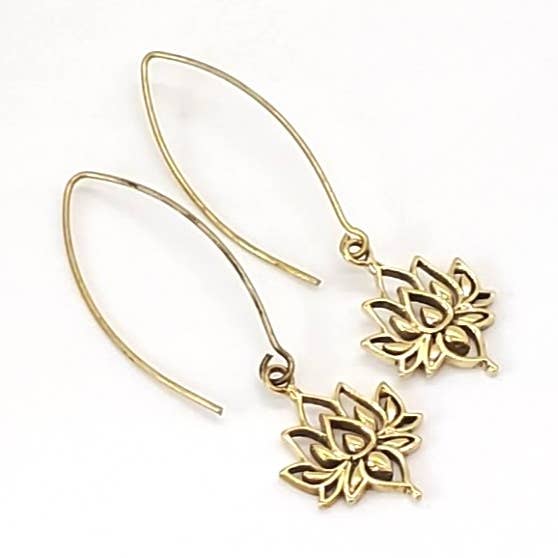Pendiente colgante de latón con forma de loto para venta al por mayor de Baizaar