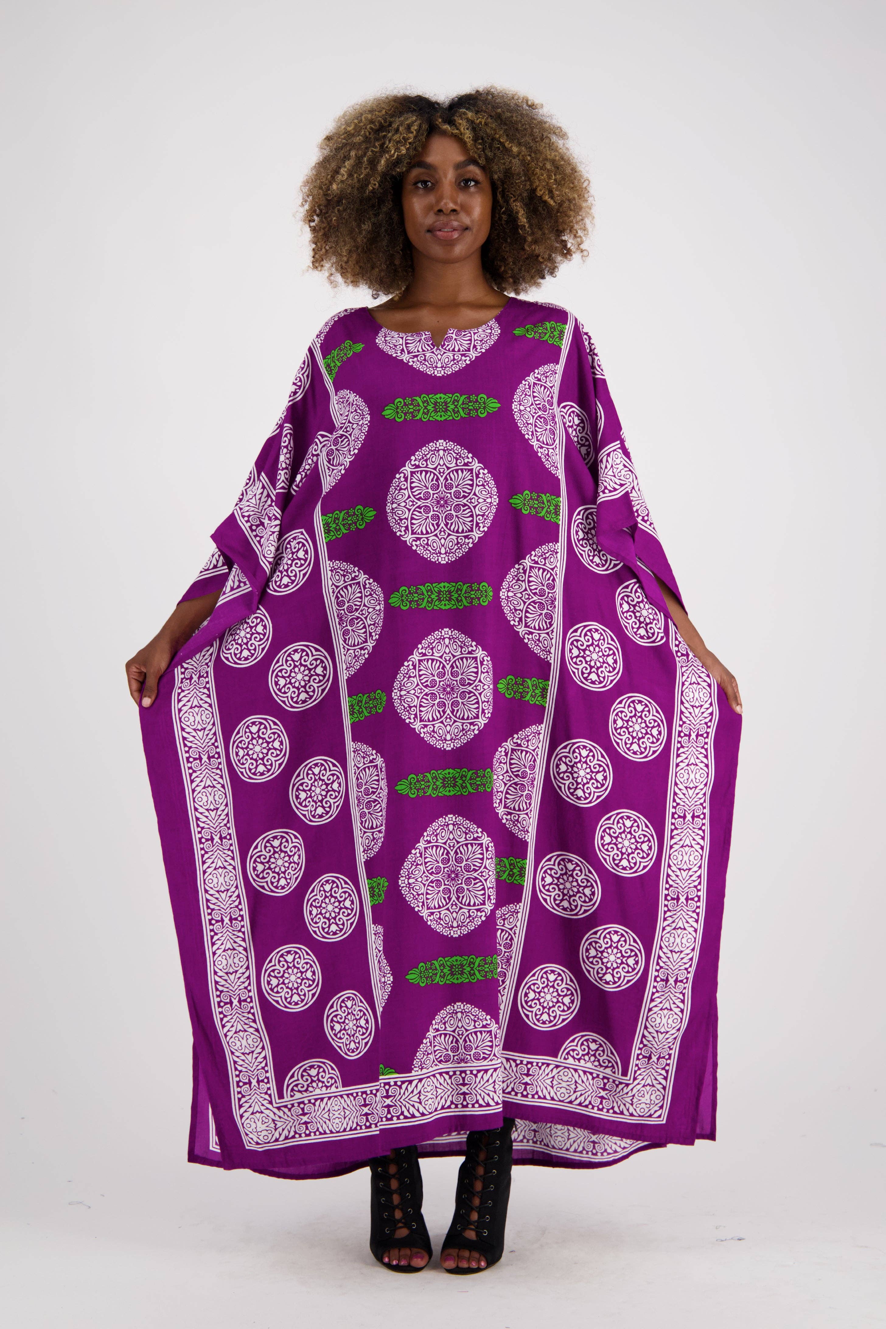 Assorted African Block Print Kaftan KAF-1046 for wholesale on Faire7