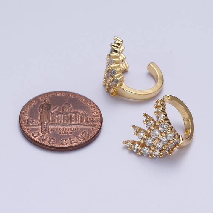 Aim Eternal - Wholesale Cuff/Wrap Earrings - 1 Pair Micro Pave Cubic Zirconia CZ Multiple Four Claw Ear Cuff Earrings | AD-5102