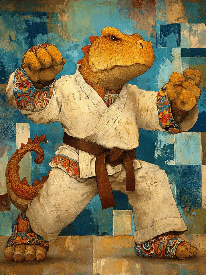 Opera d'Arte di Arti Marziali n. 15 - Opera d'Arte 8"x10" per Cornice 11"x14" per la vendita all'ingrosso da parte di Mowbi