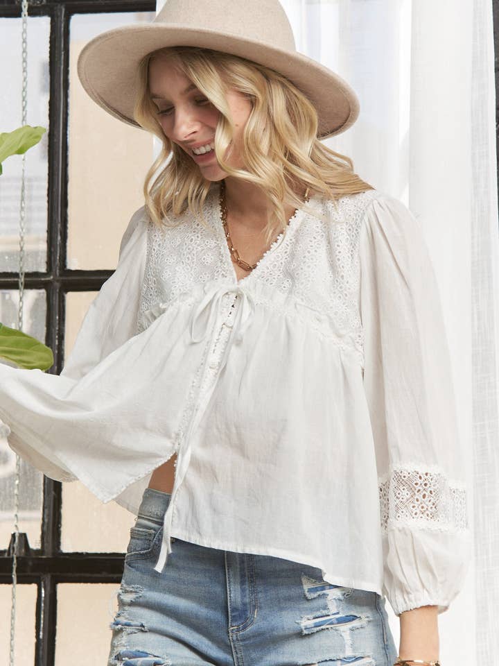 Madelyn - Wholesale Blouse - Women's - LET3887-SOLID LONG SLEEVES TOP11