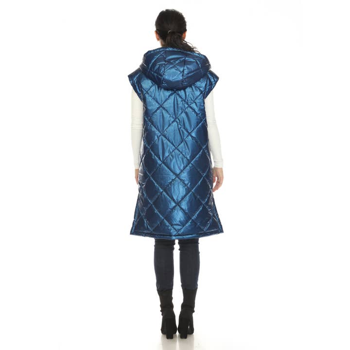 WHITE MARK – Großhandel Oberbekleidungsweste – Damen – Damen Metallic Lange Steppweste2