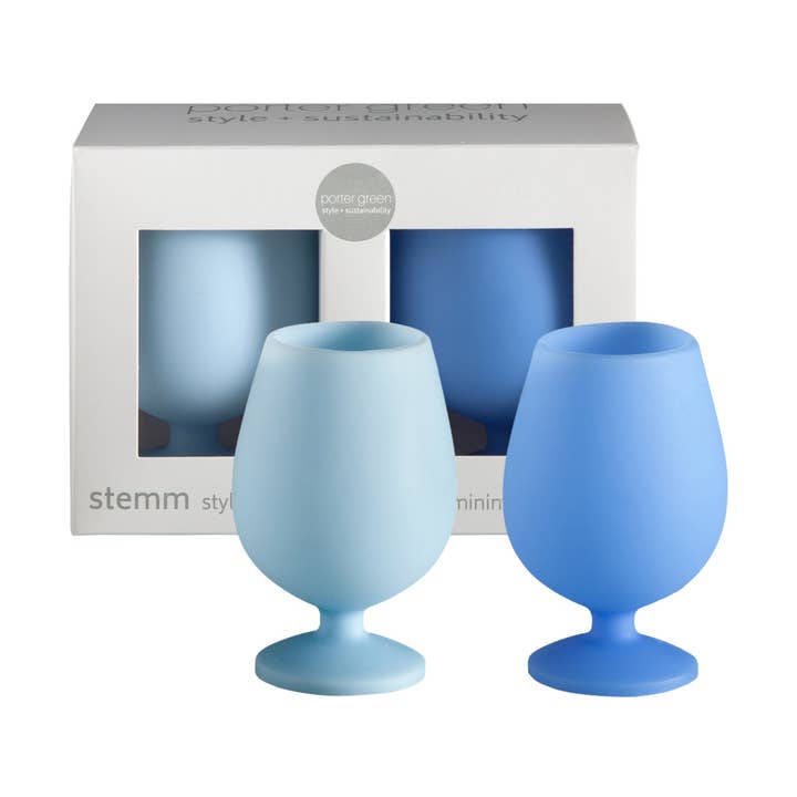 sky + kingfisher | stemm | silicone unbreakable wine glasses for wholesale by Porter Green | USA