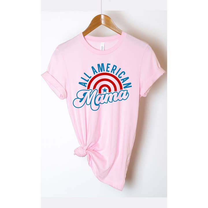 T-shirt imprimé All American Mama Rainbow Patriotic Grande Taille pour la vente par Kissed Apparel