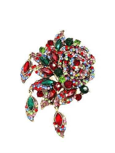Flerfarvet Rhinsten Elegant Broche KP-2172 for engroshandel hos anbfashion