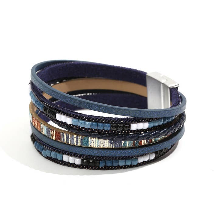 Lovesoft - Wholesale Woven/Braided Bracelet - Boho Multi Layer Leather Wrap Bracelet with Magnetic Clasp5