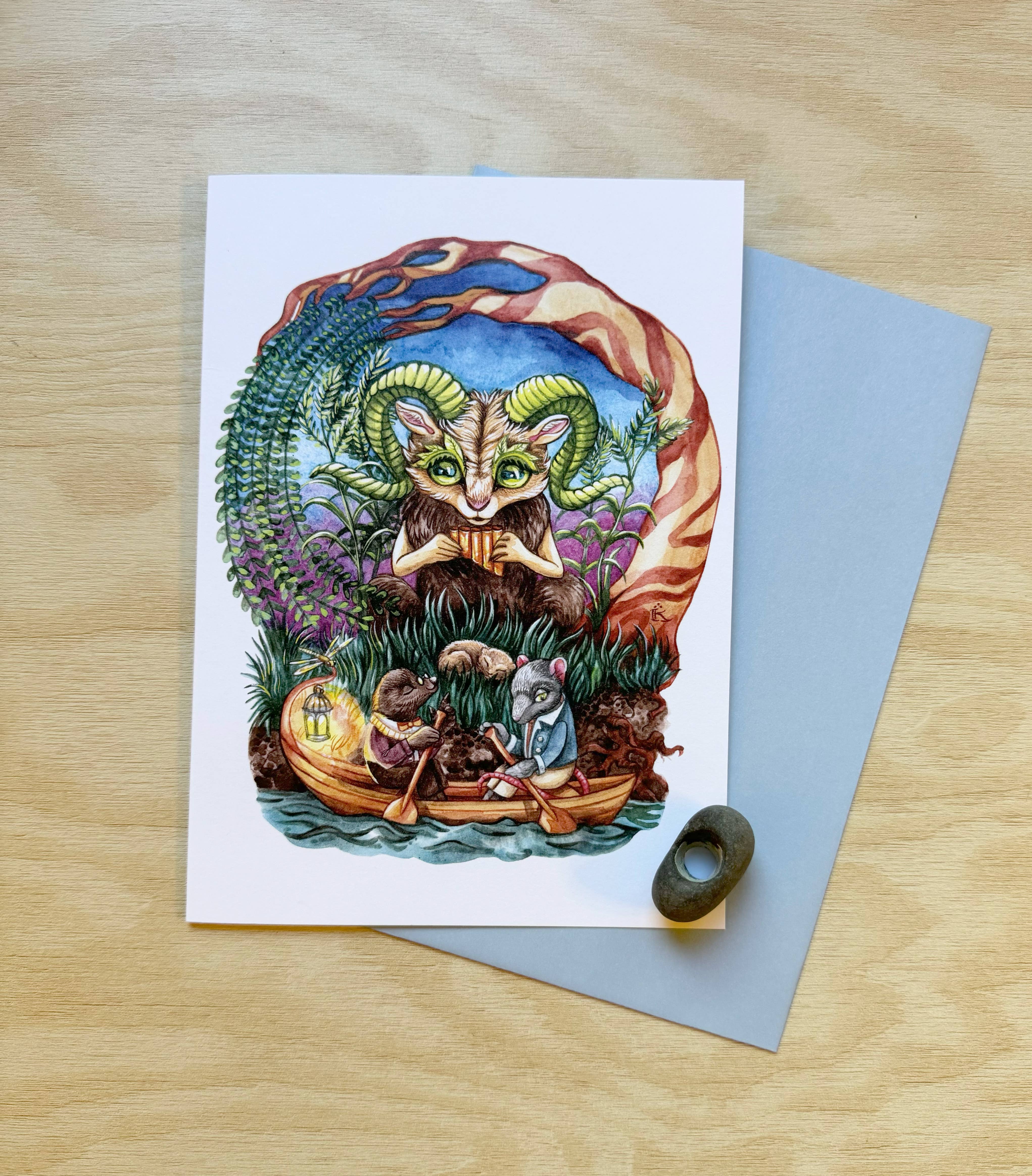 Secret Creatures - Wholesale Everyday Greeting Card - "Wind in the Willows", Pan Design 5" x 7" Greeting Card