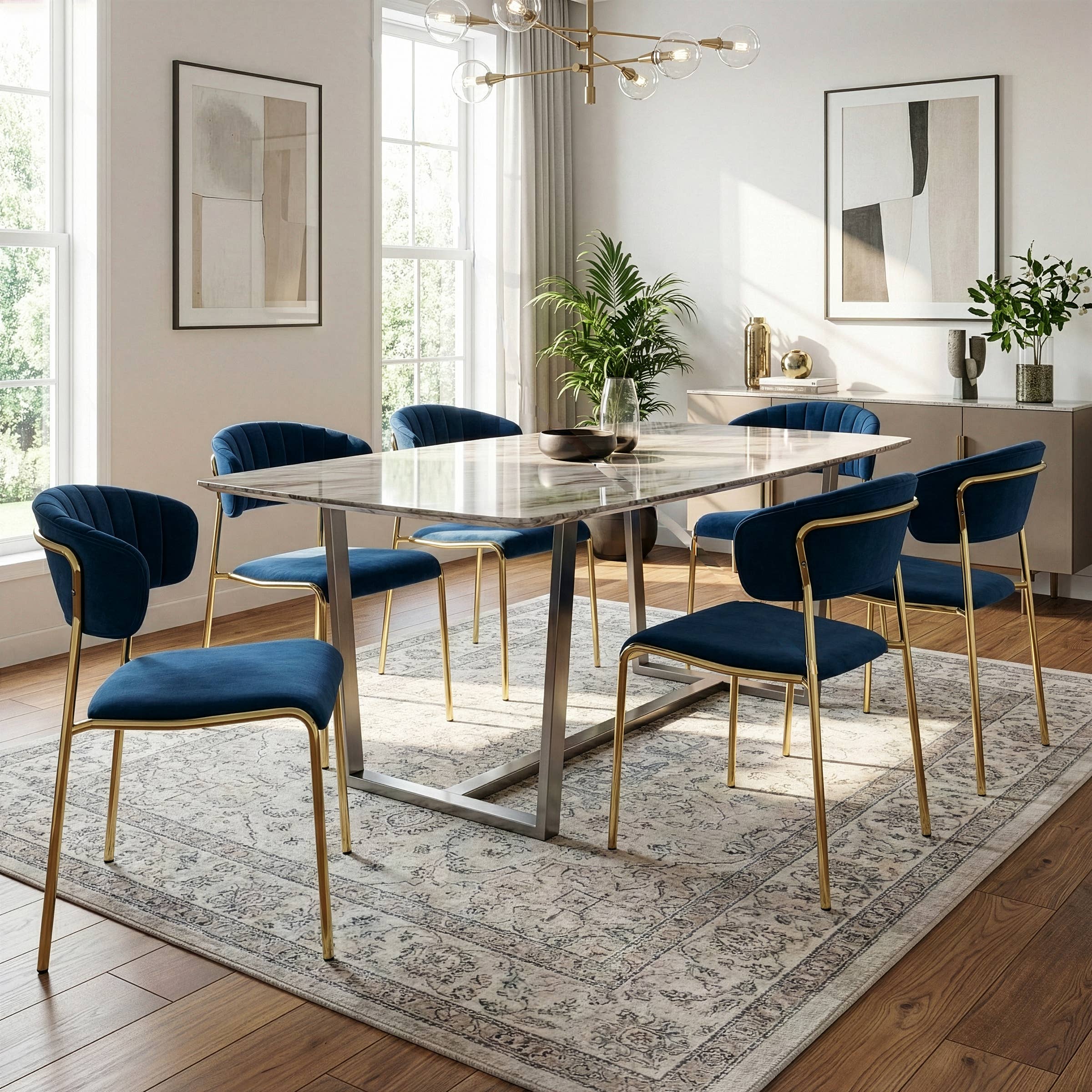 Glamour Home - Wholesale Chair - Set of 2 Andre Velvet Dining Chairs with Golden Legs1